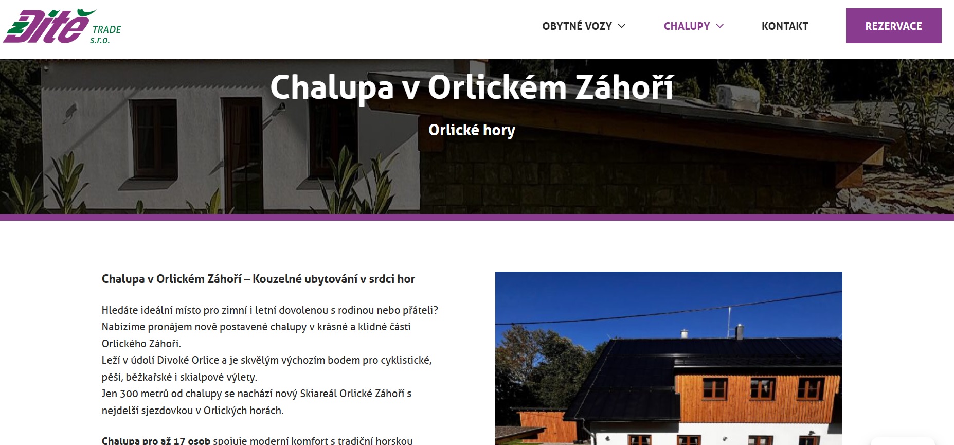 Chalupa v Orlickém Záhoří www.ditetrade