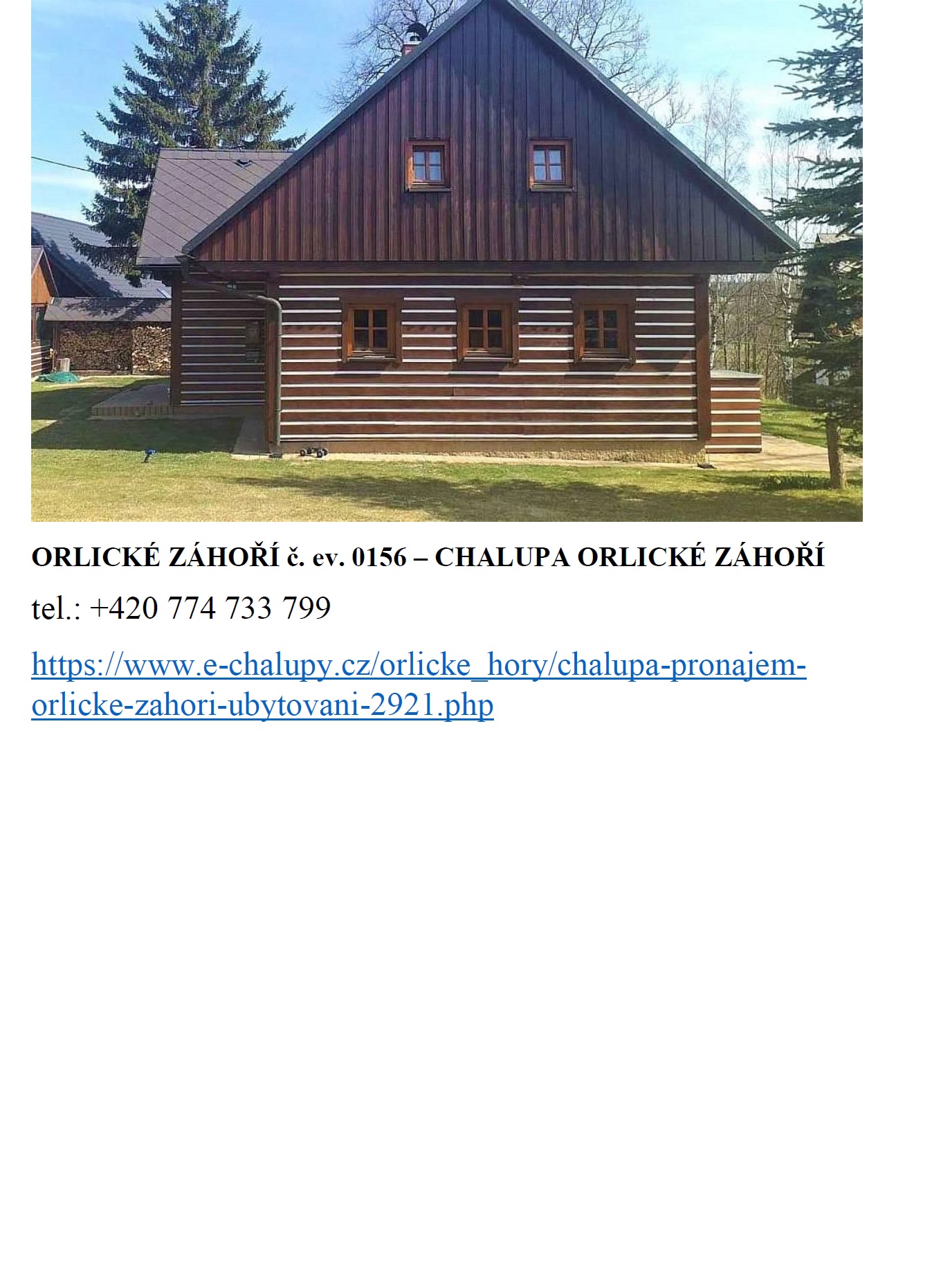 OZ CHALUPA ORLICKÉ ZÁHOŘÍ Č.EV. 0156