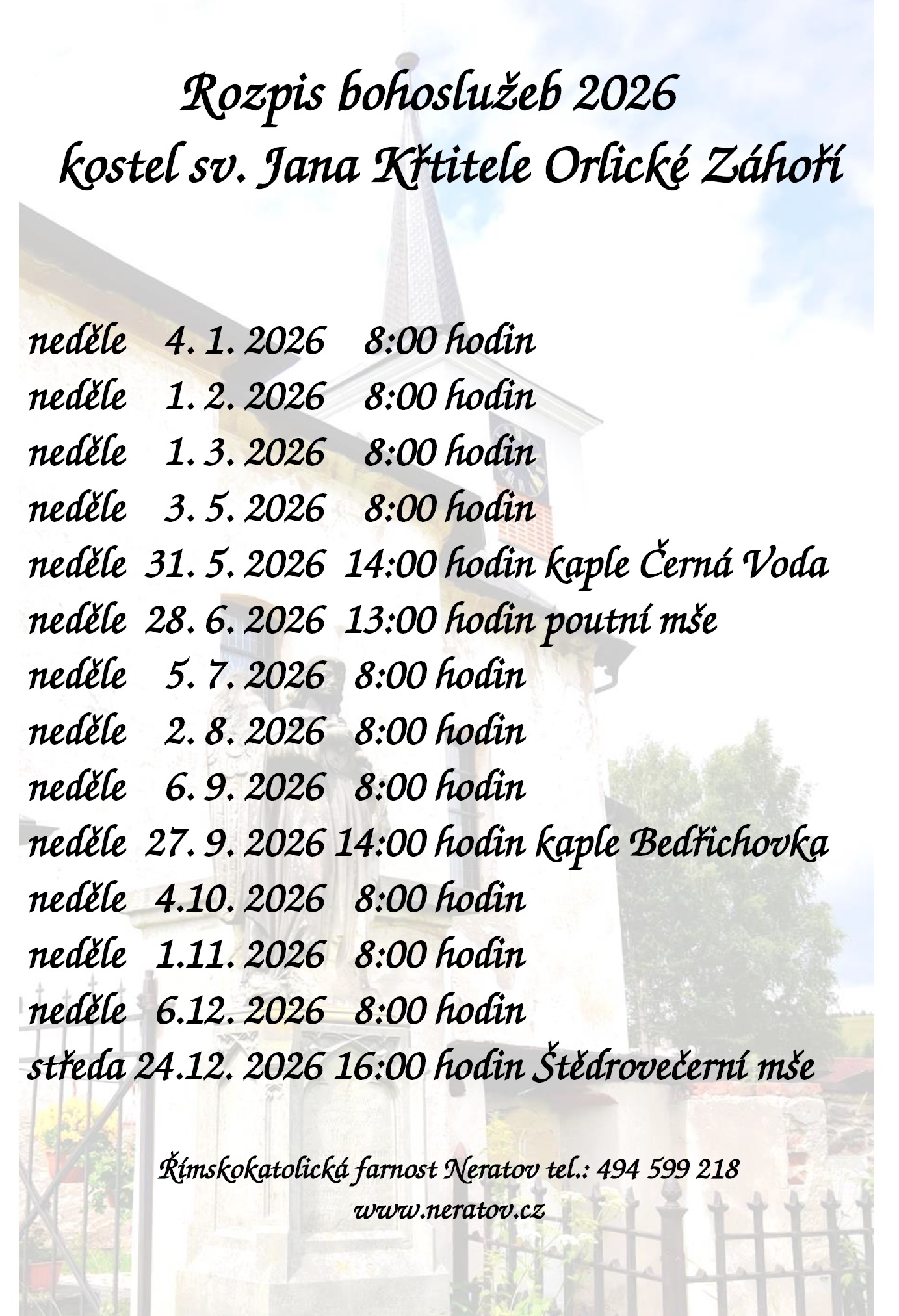 ROZPIS BOHOSLUŽEB 2026